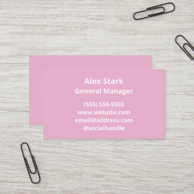 Solid Lotus Pink Business Cards (Front/Back In Situ)