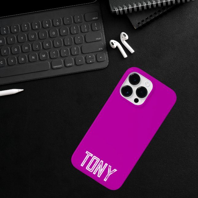 Solid Magenta Custom Name Monogram Case-Mate iPhone Case (Creator Uploaded)
