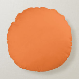 Solid Mango Orange Colour Decor ready to customise Round Cushion