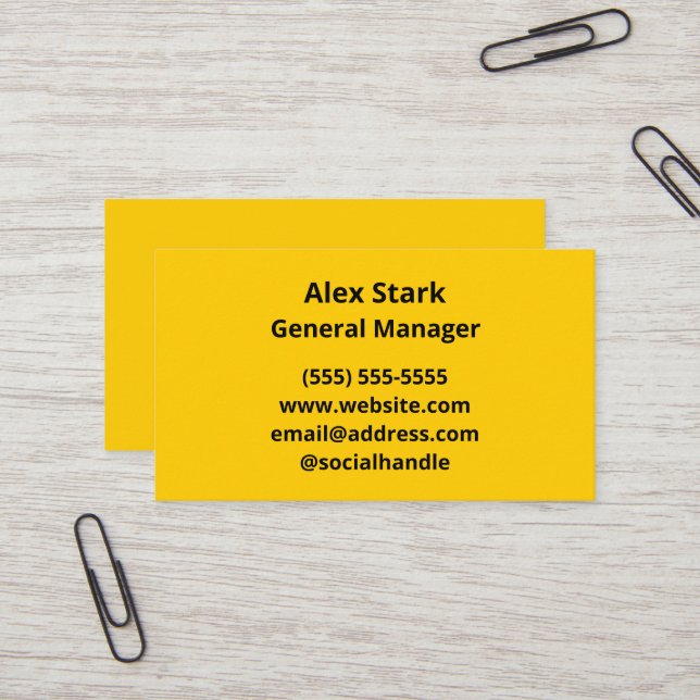 Solid Marigold Yellow Business Cards (Front/Back In Situ)