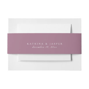 Solid Mauve Purple Colour Wedding Invitation Belly Band