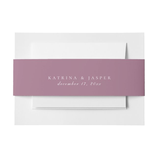 Solid Mauve Purple Colour Wedding Invitation Belly Band (Front Example)