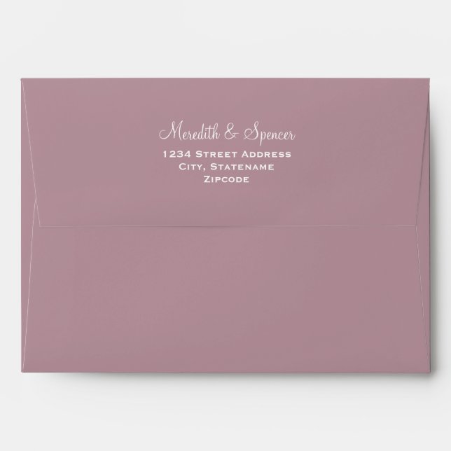 Solid Mauve Purple Wedding 5x7 Envelope (Back (Top Flap))