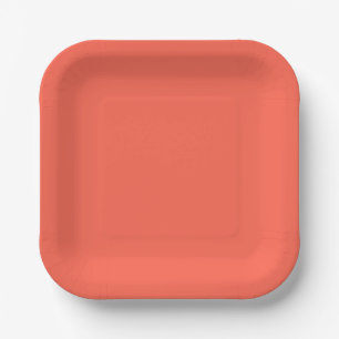 Solid medium orange color paper plate