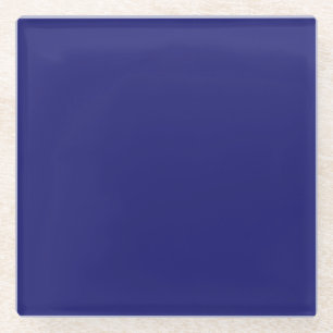 Solid Midnight Blue Colour Minimalist Plain Glass Coaster
