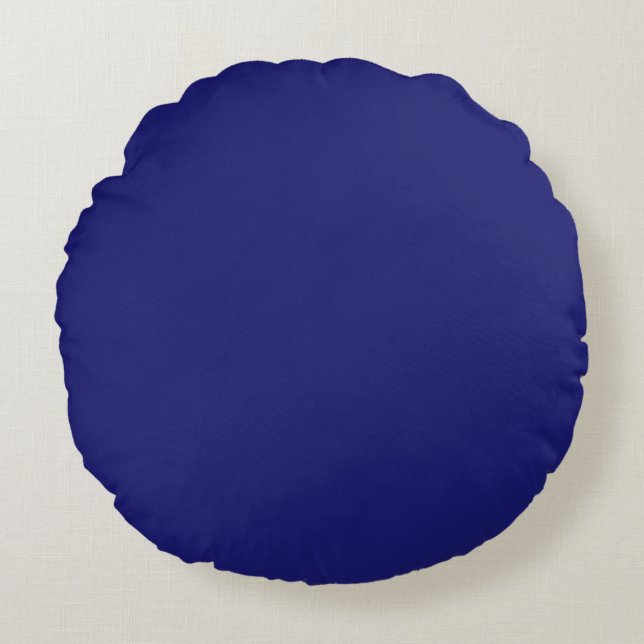 Solid Midnight Blue Colour Minimalist Plain Round Cushion (Front)