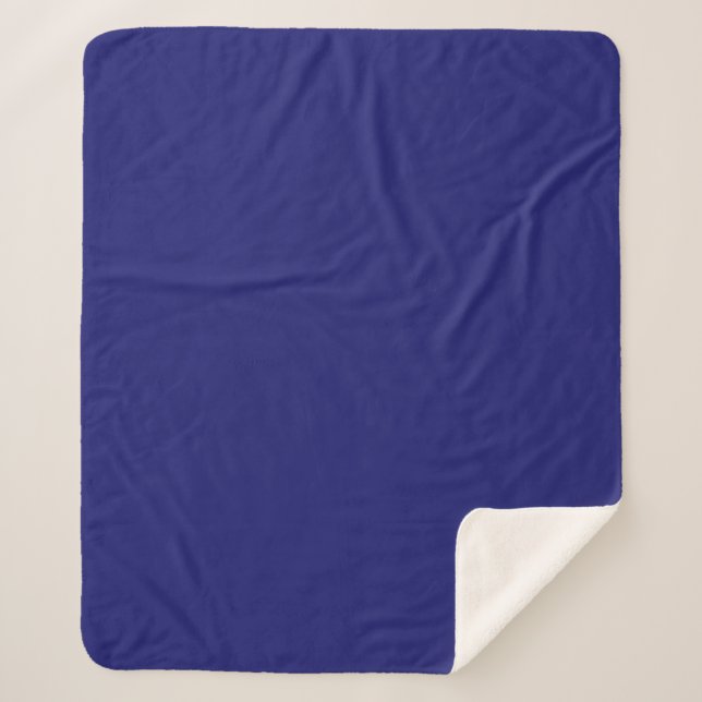 Solid Midnight Blue Colour Minimalist Plain Sherpa Blanket (Front)