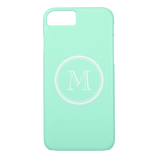 Solid mint green colour monogram iPhone 7 case (Back)