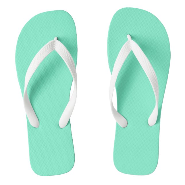Solid, mint, green flip flops (Footbed)