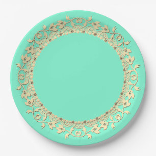 Solid, mint, green paper plate