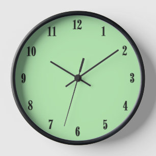 Solid Mint Green with Black Numbers Clock