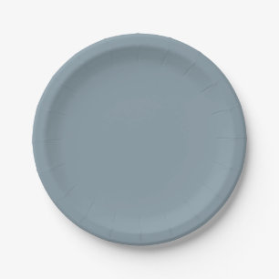 Solid Modern Dusty Blue Baby Shower Paper Plate