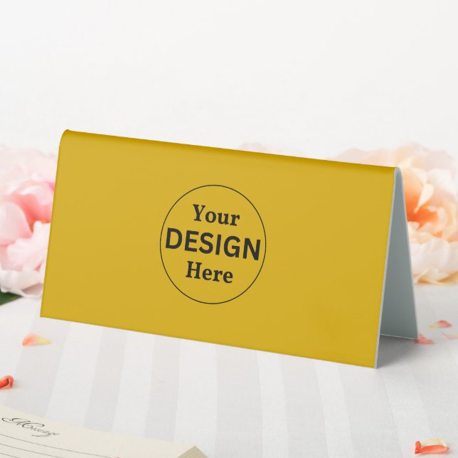 Solid Mustard Yellow Minimalist Table Tent Sign (In SItu (Wedding))