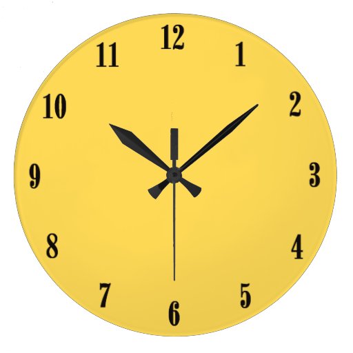 Image of Solid Mustard Yellow with Black Numbers Large Clock