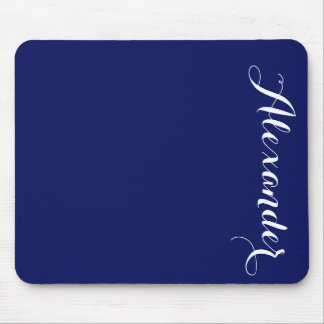 Solid Navy Blue Background, Name Monogram Mouse Mat