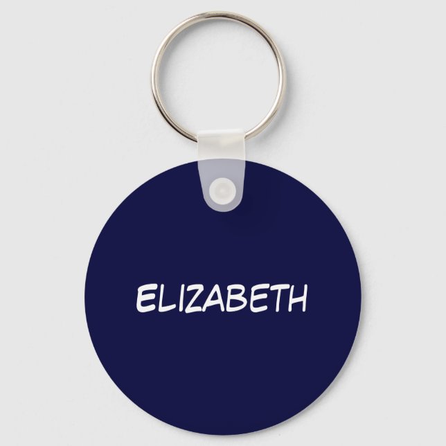 Solid Navy Blue Blue Background, Name Monogram Key Ring (Front)