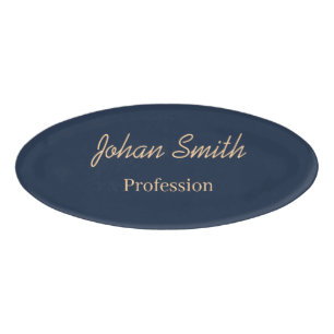 Solid Navy Blue Color Name Tag