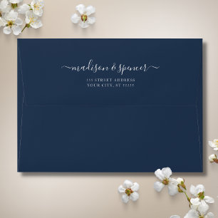 Solid Navy Blue elegant and modern Wedding 5x7 Envelope