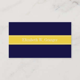 Solid Navy Blue, Pineapple Ribbon Name Monogram Business Card