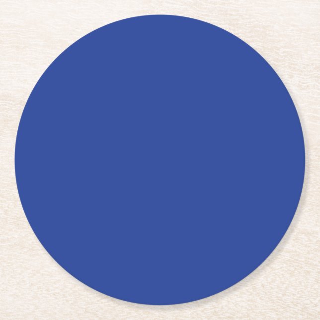 Solid navy blue round paper coaster (Front)