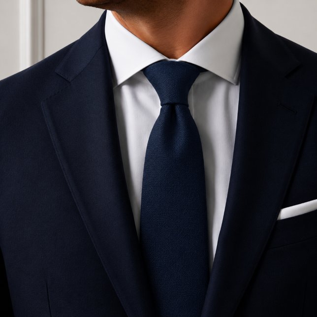 Solid Navy Blue Textured Tie (Creator Uploaded)