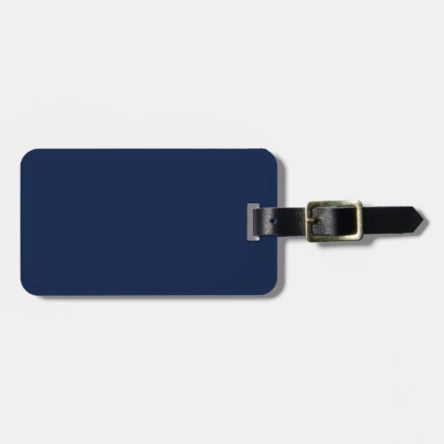 Solid navy night blue luggage tag (Front Horizontal)