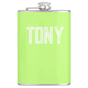 Solid Neon Apple Green Custom Name Monogram Hip Flask