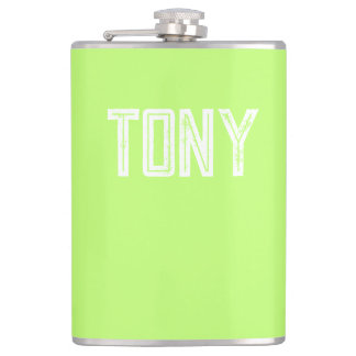 Solid Neon Apple Green Custom Name Monogram Hip Flask