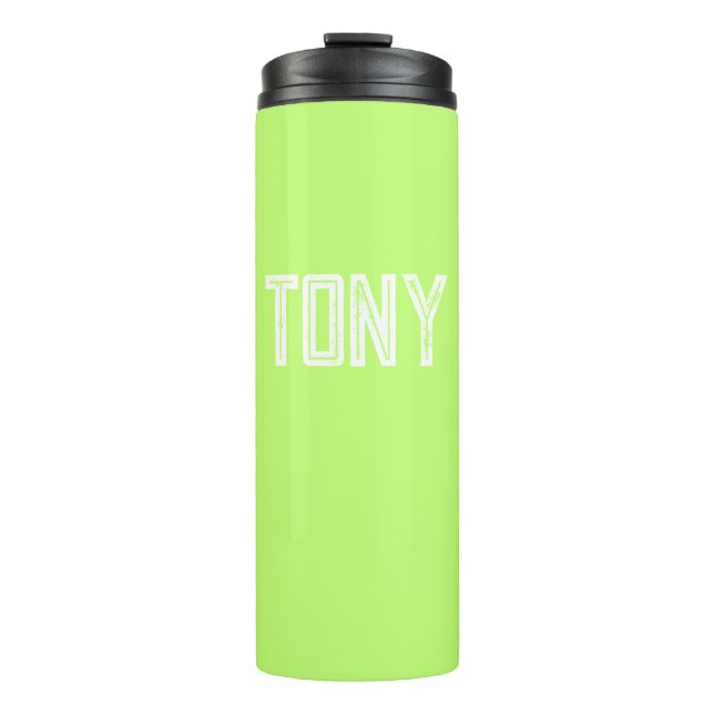 Solid Neon Apple Green Custom Name Monogram Thermal Tumbler (Front)