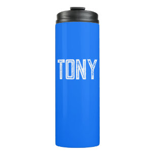 Solid Neon Blue Custom Name Monogram Thermal Tumbler