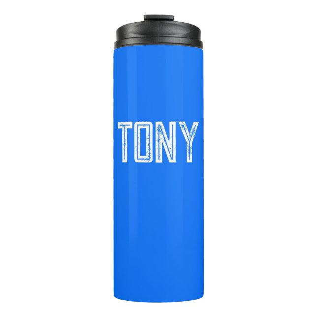 Solid Neon Blue Custom Name Monogram Thermal Tumbler (Front)