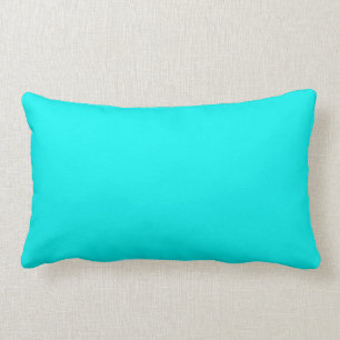 Solid neon bright aqua lumbar cushion