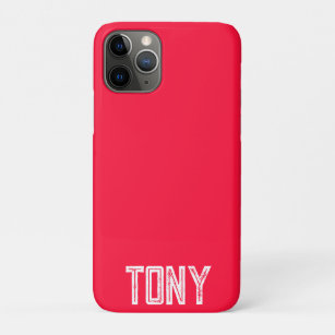 Solid Neon Red Colour Custom Name Monogram Case-Mate iPhone Case