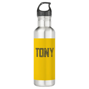 Solid Neon Yellow-Orange Custom Name Monogram 710 Ml Water Bottle