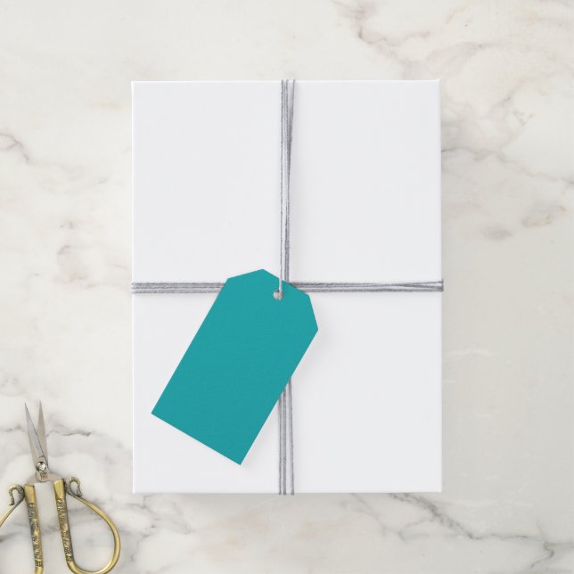 Solid ocean blue teal gift tags (With Twine)