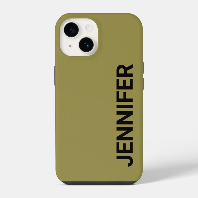 Solid Offbeat Green Custom Name iPhone Case (Back)