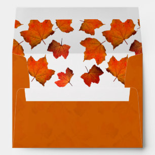 Solid Orange Leaves Pattern A7 Envelope