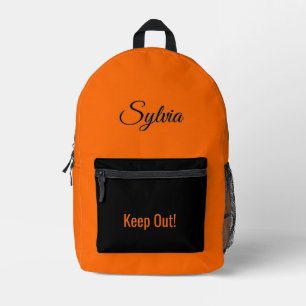 Solid Orange personal Name Printed Backpack