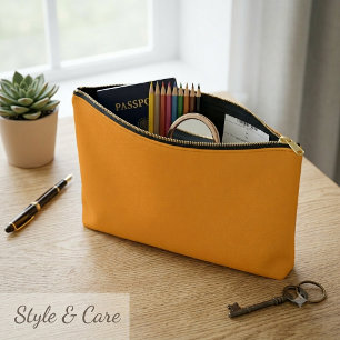 Solid Orange Print Cut Sew Accessory Pouch