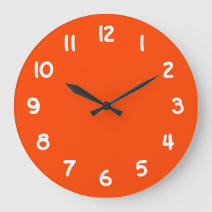 Solid Orange Red Large Clock