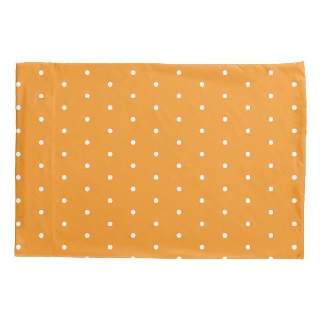 Solid Orange with White Dots Standard Size Pillowcase (Back)