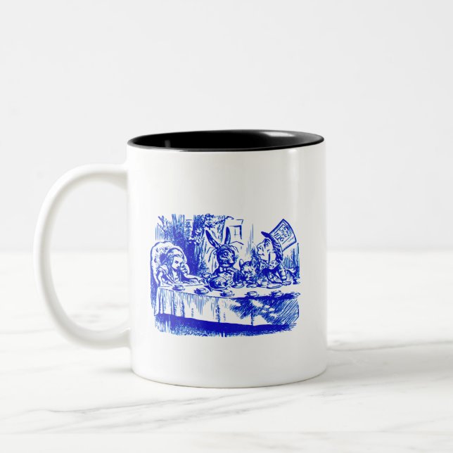 Solid Pale Azure Classic Blue Design Two-Tone Coffee Mug (Left)