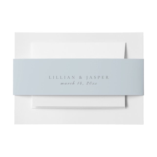 Solid Pastel Blue Wedding Invitation Belly Band (Front Example)