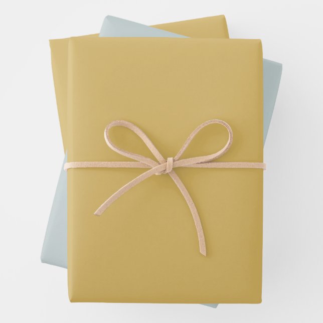 Solid Peach and Eggshell Blue Wrapping Paper Sheet (In situ)