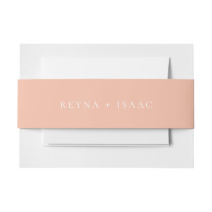 Solid Peach Colour Wedding Invitation Belly Band