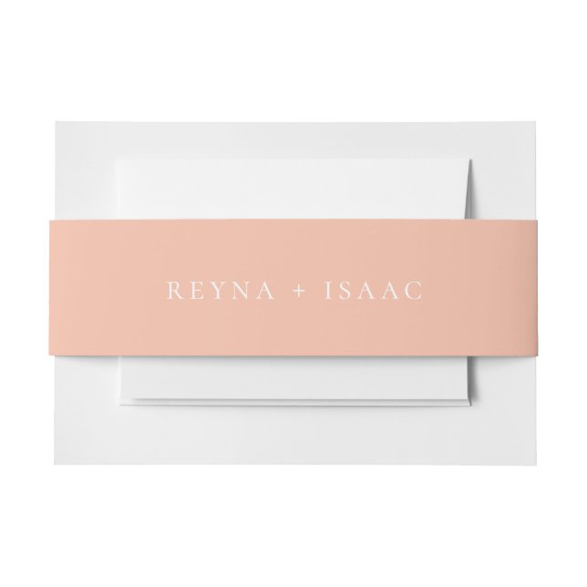 Solid Peach Colour Wedding Invitation Belly Band (Front Example)
