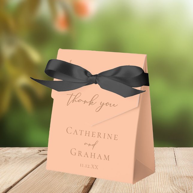 Solid Peach Minimalist Typography Summer Wedding Favour Box (Creator Uploaded)