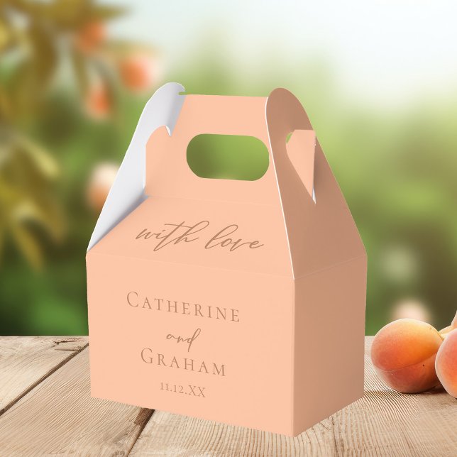 Solid Peach Typography With Love Summer Wedding Favour Box (Creator Uploaded)