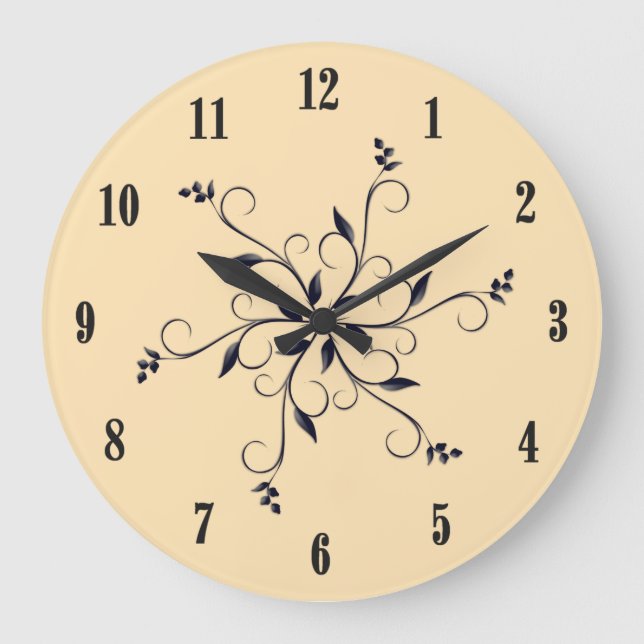 Solid Peach with Black Numbers and Accent Large Clock (Front)