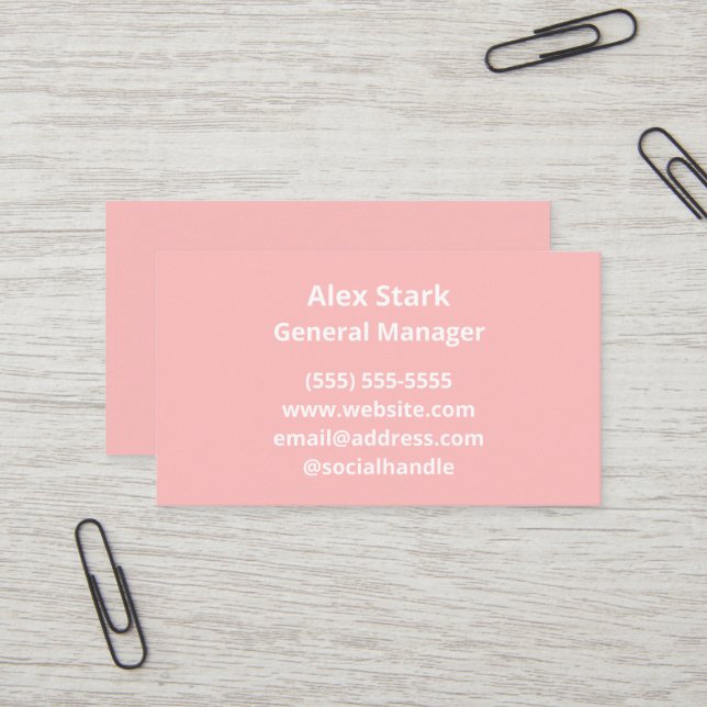 Solid Peachy Pink Business Cards (Front/Back In Situ)
